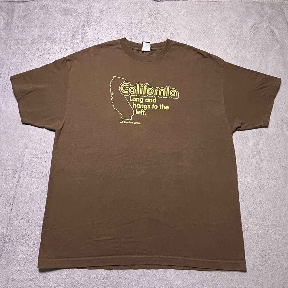 Anchor Blue California Humor Graphic T-Shirt Mens 2XL Brown Vintage Y2K
